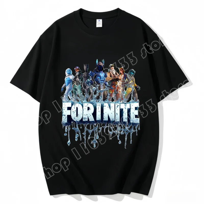 Fortnite Crew Neck T Shirt Unisex Adult Game Dance Fashion New Pure Cotton Short Sleeve Tops Perfect for Casual Wear Vacations