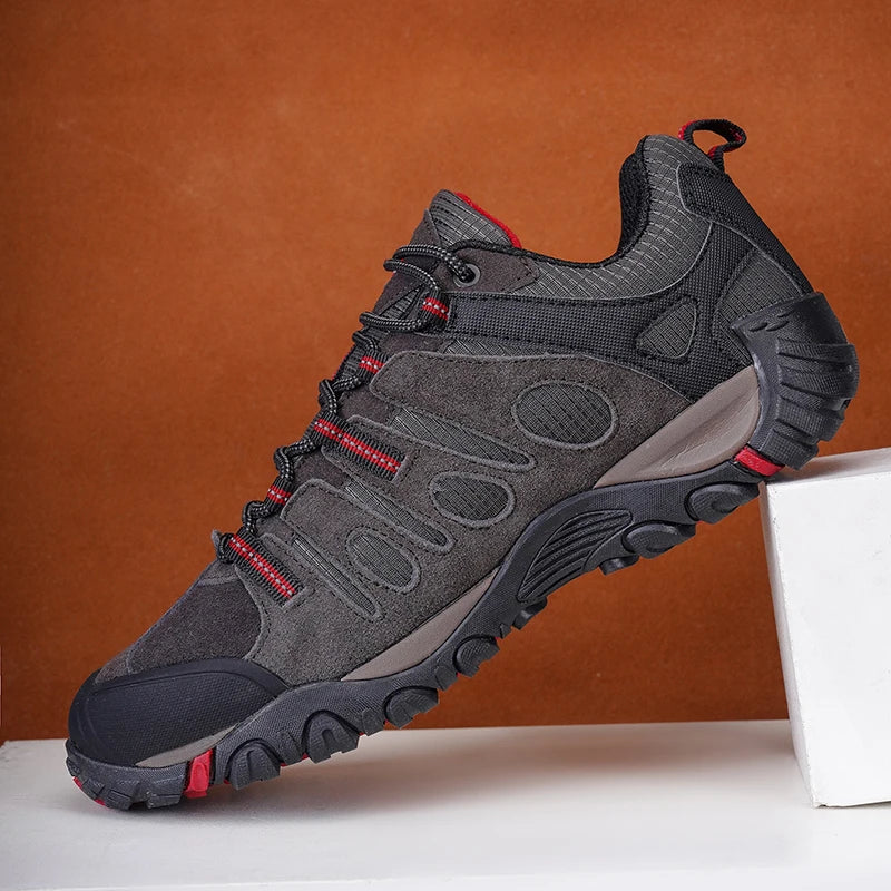 HIKEUP Buty turystyczne męskie Zimowe buty wspinaczkowe i trekkingowe dla mężczyzn Skórzane, oddychające, outdoorowe, antypoślizgowe buty sportowe i robocze dla mężczyzn