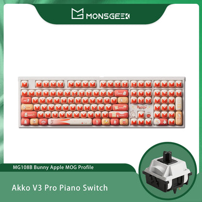 Teclado mecánico inalámbrico Akko MonsGeek MG108B Bun Wonderland, perfil MOG, RGB, 108 teclas, tamaño completo, hot swap, USB / 2.4G / BT 5.0