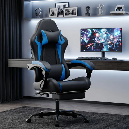 Gaming Chair Ergonomic Gaming Chair with Lumbar Support and Headrest, Gamer Chair Height Adjustable