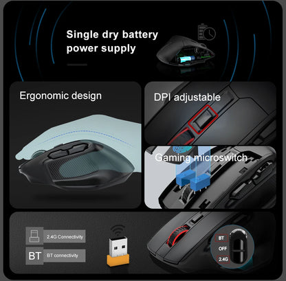 Ratón gaming E-YOOSO X-31 Pro USB grande con Bluetooth 2.4G inalámbrico, PAW3212, 4800 DPI, para gamers, ordenador portátil y PC