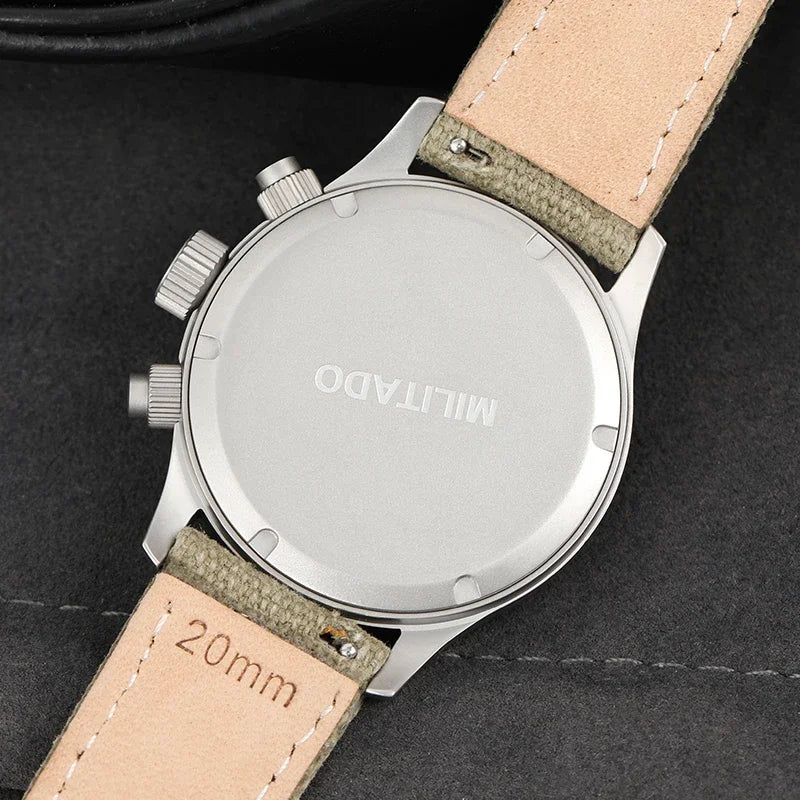 Orologio cronografo al quarzo Militado VK61 VK67, 39mm, cassa in acciaio inox 316L, 3 quadranti, impermeabile 100M, orologio militare multifunzione