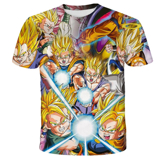 T-shirty męskie Dragon Ball Z, T-shirt dla chłopców, odzież dziecięca, letni krótki rękaw, dziecięcy top z motywem kreskówkowym, T-shirt dla małego chłopca
