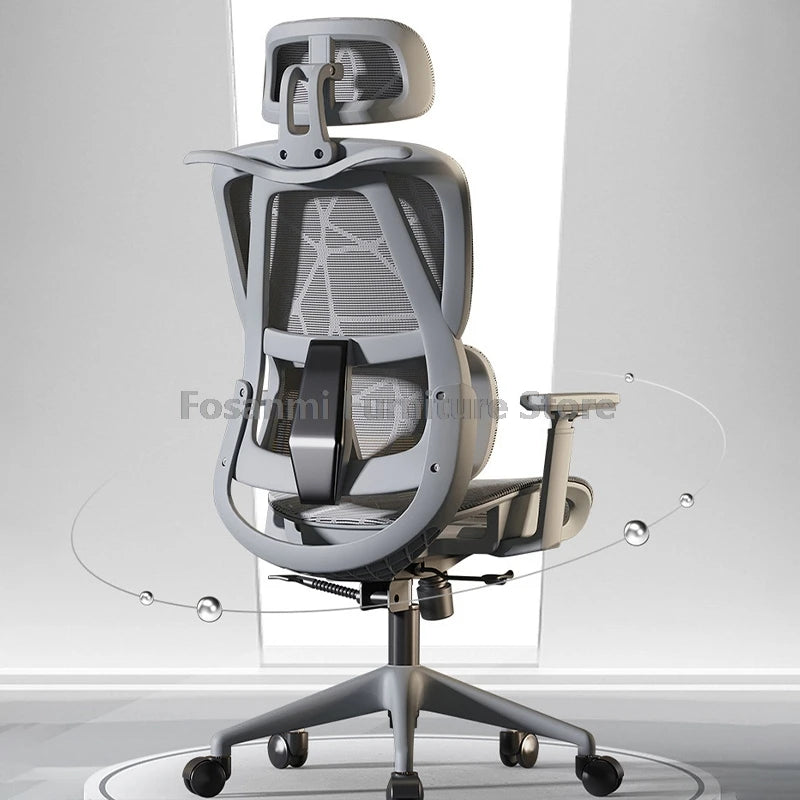 Sedia da ufficio per computer in mesh traspirante con braccioli e supporto lombare, sedia da scrivania ergonomica regolabile, sedia da gaming per la casa con poggiatesta