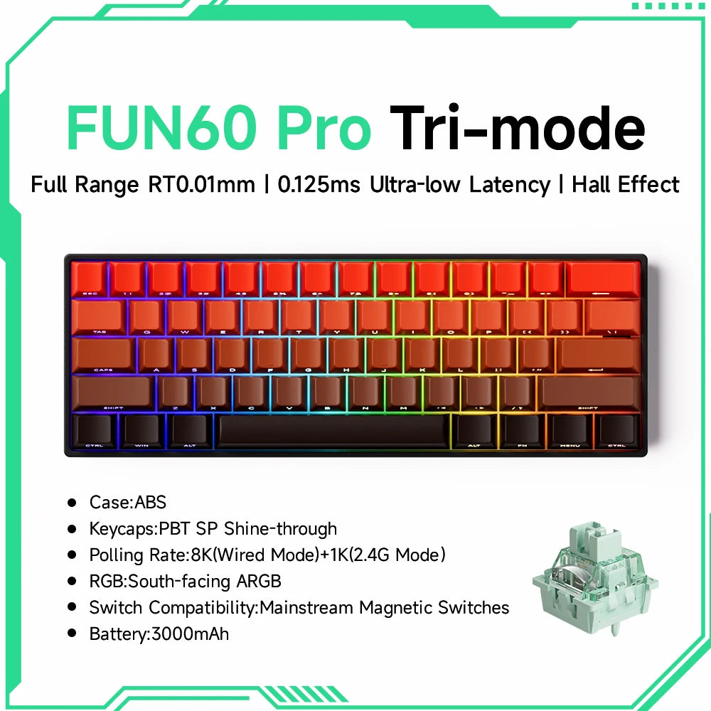 Akko MonsGeek FUN68 FUN60 PRO&MAX Tastiera magnetica HE 60% 65% Tastiere da gaming Rapid Trigger 8K Tastiera custom per gamer Esports