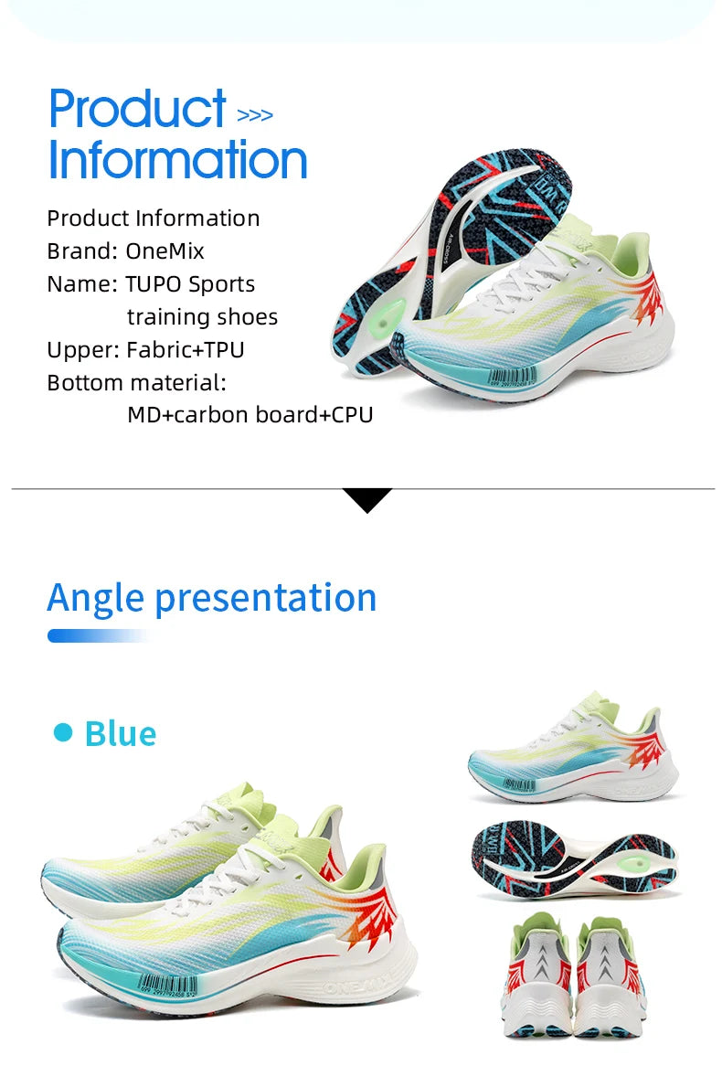 ONEMIX 2025 Scarpe sportive da running uomo donna con piastra in carbonio, traspiranti, ammortizzate, antiscivolo, PB, leggere, a rimbalzo