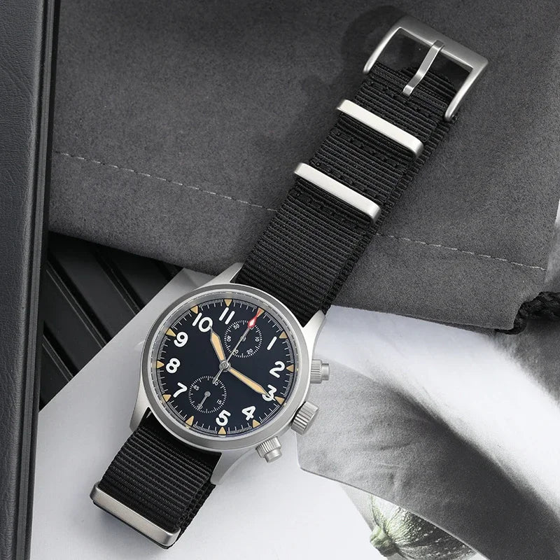 Orologio cronografo al quarzo Militado VK61 VK67, 39mm, cassa in acciaio inox 316L, 3 quadranti, impermeabile 100M, orologio militare multifunzione