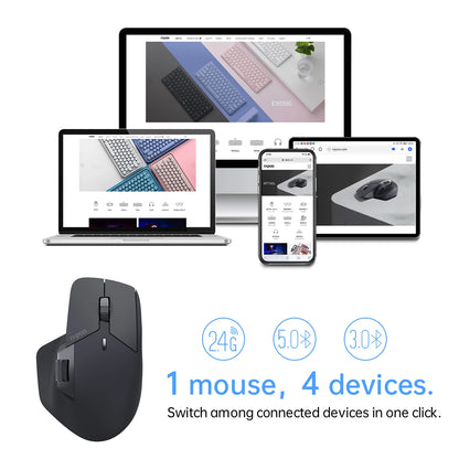 Rapoo MT760/MT760Mini Multi-mode Rechargeable Wireless Bluetooth Mouse Ergonomic 4000 DPI Support Up to 4 Devices Office Mice