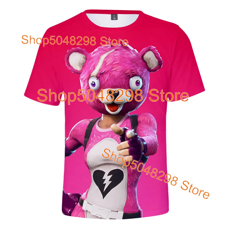 T-shirt Fortnite Bushranger per bambini, stampa 3D Banana Peely, T-shirt da uomo e donna, maglietta Battle Royale, top estivo, regalo di compleanno