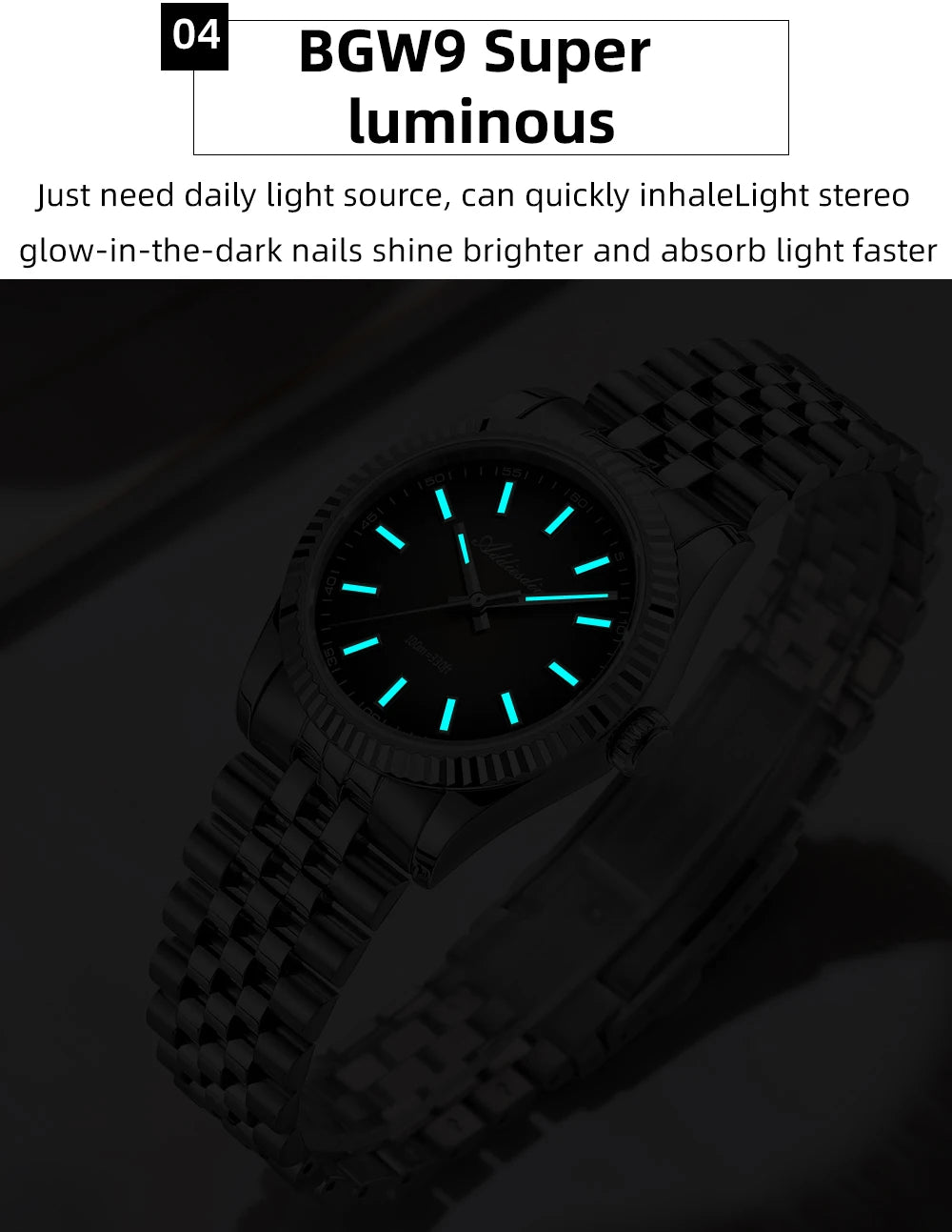 Orologio da uomo ADDIESDIVE AD2073 nuovo, vetro zaffiro, 36mm, VH31, quadrante sunburst, quarzo, impermeabile 10Bar, da immersione, luminoso