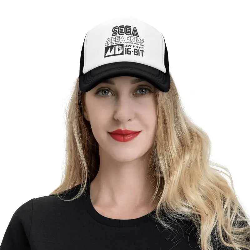Gorra de béisbol de malla Sega Mega Drive unisex, estilo hip-hop, snapback, transpirable para verano, con visera solar, tipo trucker y ajuste regulable