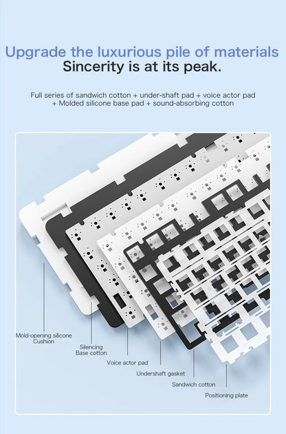 F75 Mechanical Keyboard FREEWOLF 81 Keys Layout Metal Knobs PBT Keycaps,Fully Hot-swappable Keys RGB Multi-color Backlighting