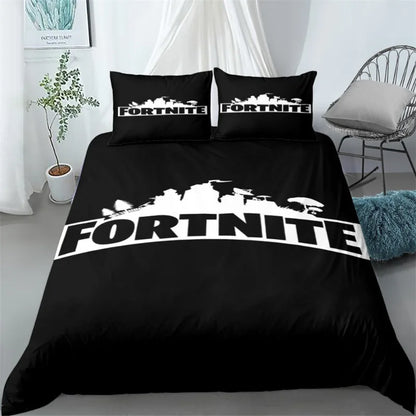 Juego de cama Fortnite de 3 piezas, ropa de cama para dormitorio con estampado 3D, diseño de videojuego y dibujos animados, funda nórdica y funda de almohada decorativas, regalo de cumpleaños
