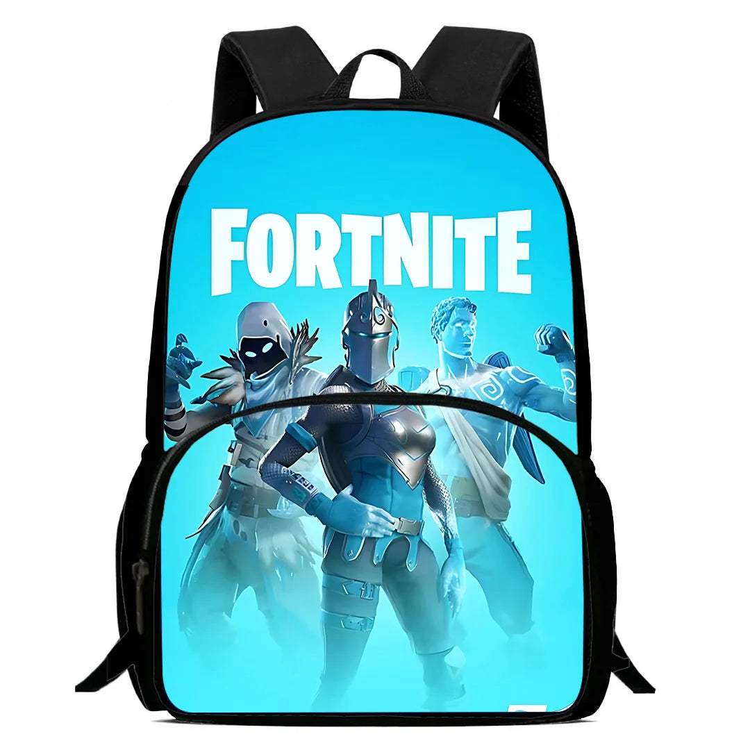 Zaino da scuola per bambini Hot Game con borsa pranzo e astuccio, grande capacità, design F-FortniteS, per ragazzi e ragazze, regalo ideale