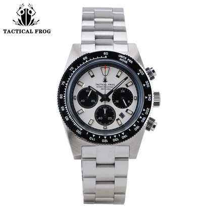 Tactical Frog V2 Solar Chronograph Men's Watch Sapphire Crystal Mirror Ceramic Bezel VS75A Eco-Drive Quartz 20Bar Waterproof Watch