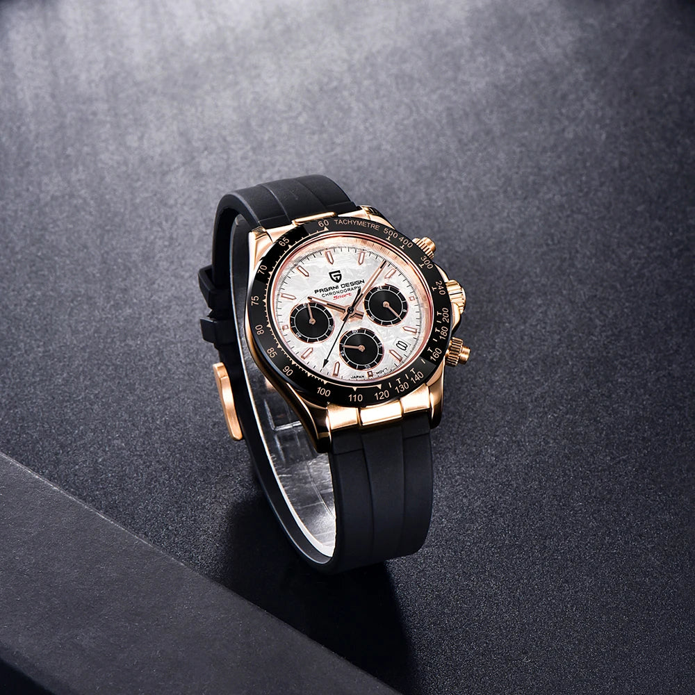 PAGANI DESIGN New Ceramic Bezel Men Quartz Wristwatches Luxurys Sapphire Glass Chronograph 100m Waterproof Stainless Watches Men