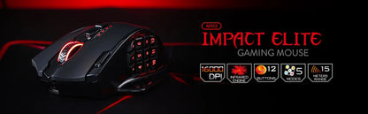 Ratón gaming Redragon M913, 16000 DPI, con cable e inalámbrico 2.4Ghz, óptico RGB, 16 botones programables, negro/blanco