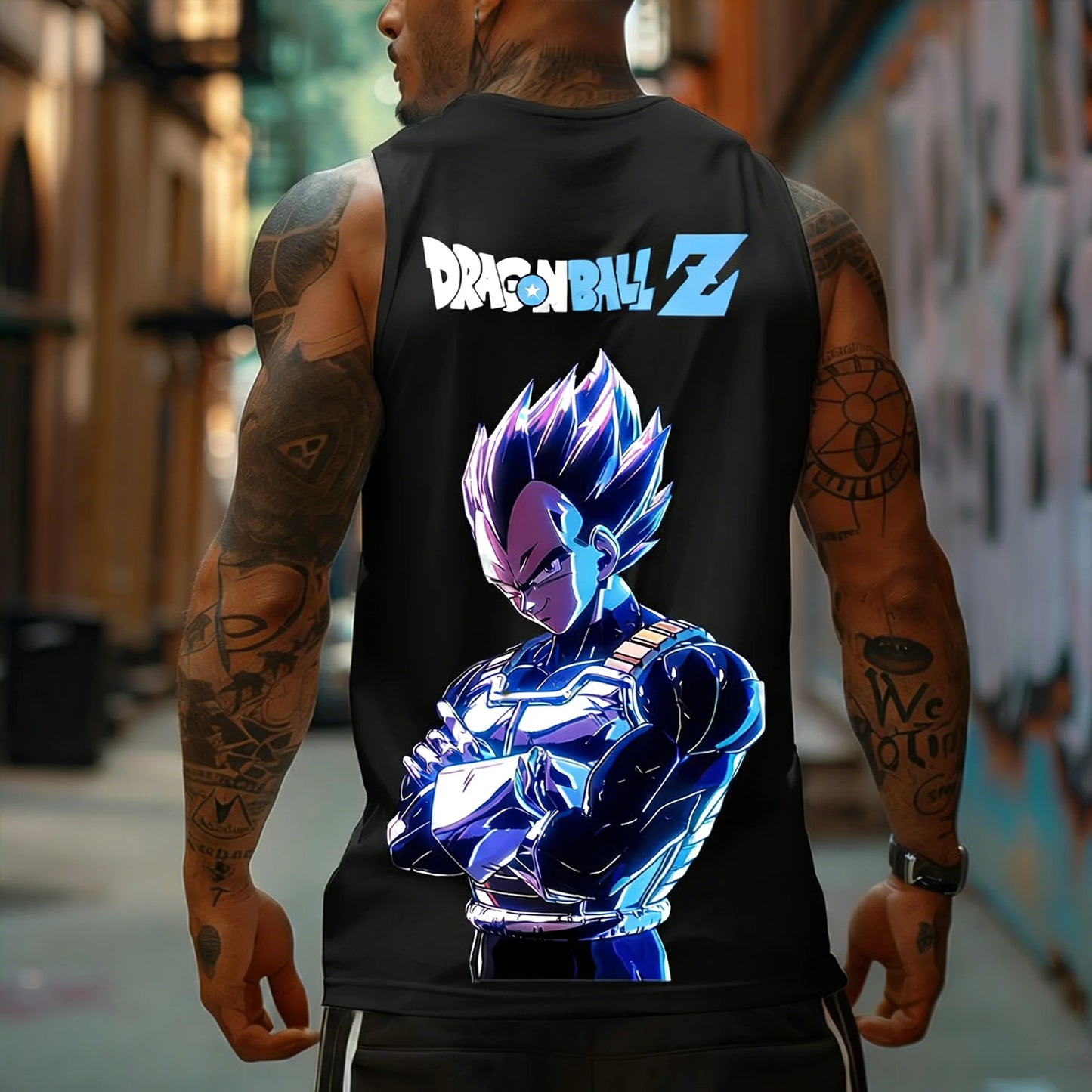 Canotta fitness da uomo Dragon Ball Z Super Blue Vegeta in stile rétro americano Y2K Harajuku, nuova collezione primavera-estate, T-shirt per uso quotidiano