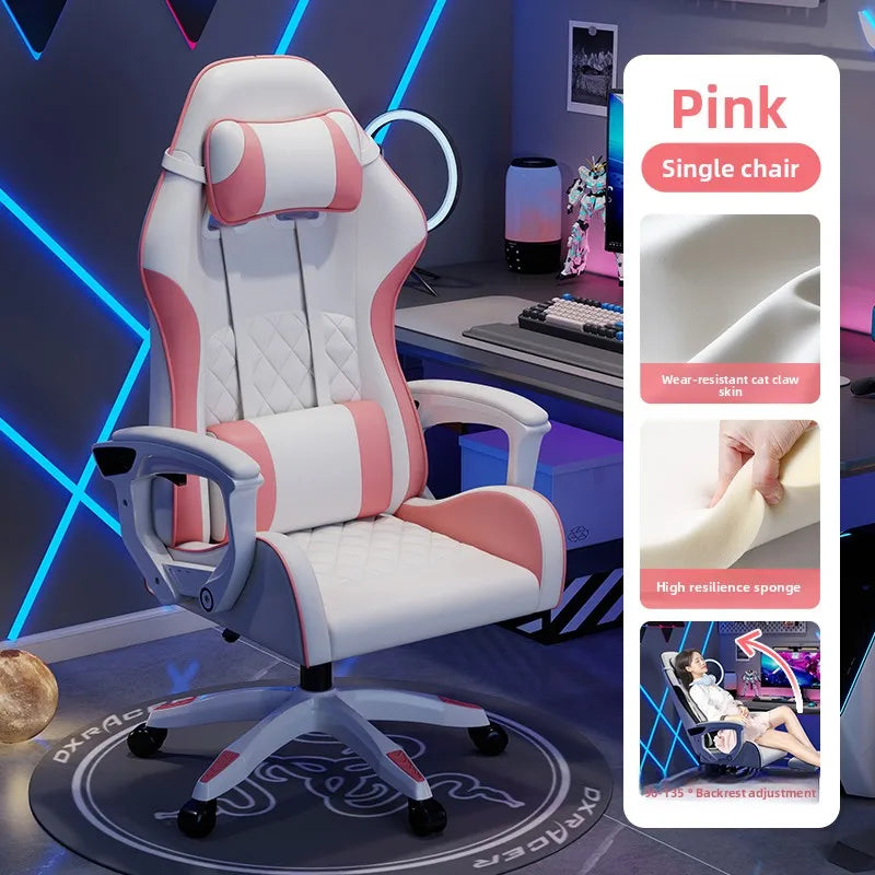 Silla gaming masculina para e-sports, cómoda para estar sentado durante períodos prolongados; silla de ordenador reclinable para momentos de ocio, con respaldo