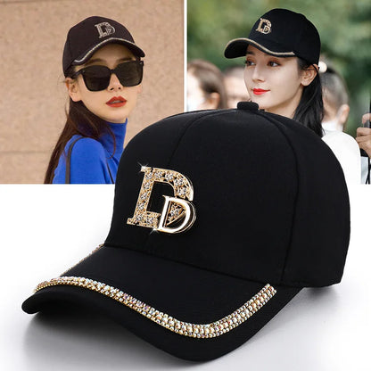 CNTANG 2024 Fashion Diamond D Letter Baseball Cap For Women Snapback Summer Outdoor Sun Protection Hat Autumn Casual Ladies Caps