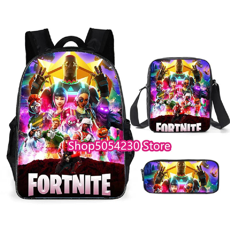 Mochila Fortnited de 3 piezas para niños Victory Game, 16 pulgadas, resistente al agua, mochila preescolar moderna, mochilas escolares para primaria