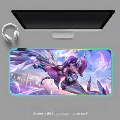 A-S-SeraphineS-ES Mouse Pad RGB Gaming Mouse Pad Desk Mat HD Gamer Large LED Light XXL MousePads