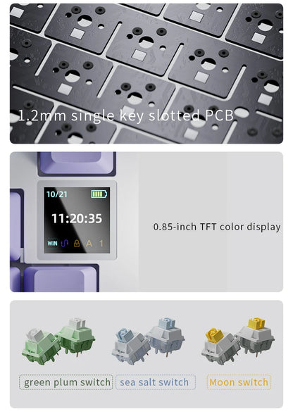 Teclado mecánico gaming AJAZZ AK820 Pro con cable e inalámbrico, switches intercambiables en caliente, retroiluminación RGB trimodo, diseño compacto 70%, PC/Mac