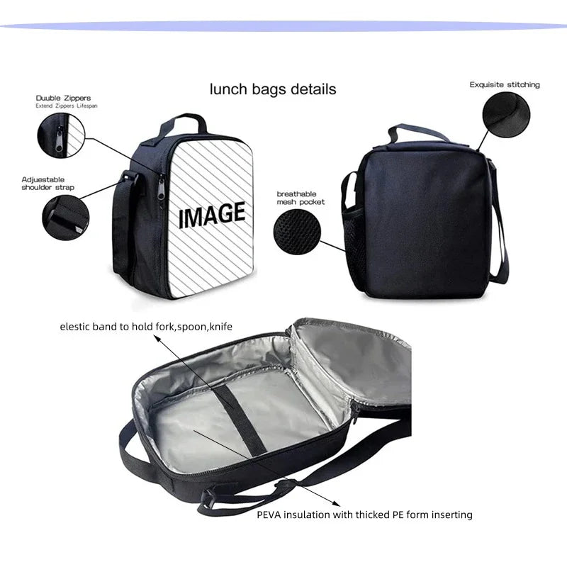 Zaino da scuola per bambini Hot Game con borsa pranzo e astuccio, grande capacità, design F-FortniteS, per ragazzi e ragazze, regalo ideale