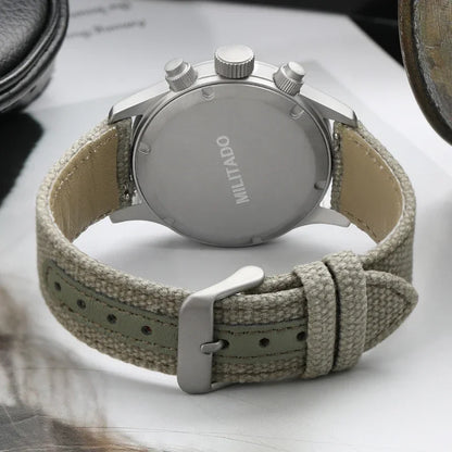 Orologio cronografo al quarzo Militado VK61 VK67, 39mm, cassa in acciaio inox 316L, 3 quadranti, impermeabile 100M, orologio militare multifunzione