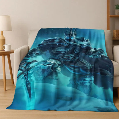 Flanelová deka WOW World of Warcraft Arthas Demon Illidan Sylvanas, útulná měkká přikrývka pro domácnost, ložnici, postel, pohovku, přehoz nebo dárek