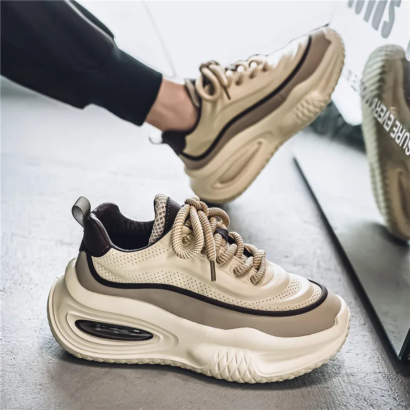 Men's Casual Sports Shoes, Fashionable Thick Soled Skateboarding Shoes, Trendy and Comfortable Men's Shoes Suitable for Outdoor