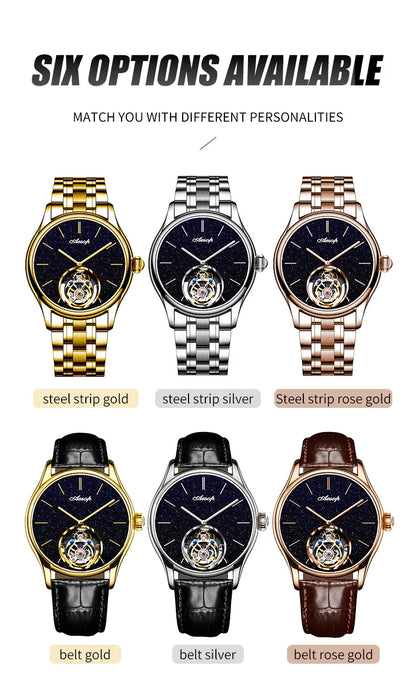 AESOP Mens Mechanical Wristwatches Flying Tourbillon Movement Skeleton Watch for Men Man Luxury Clocks Real Tourbillon Watch