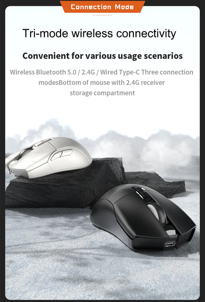 MOTOSPEED Darmoshark N3 Pro Wireless Gaming Mouse, Tri-Mode Bluetooth Gaming Mouse with PAW3395 Sensor, 8K Polling Rate, 26,000 DPI, Rechargeable Ergonomic Gaming Mouse