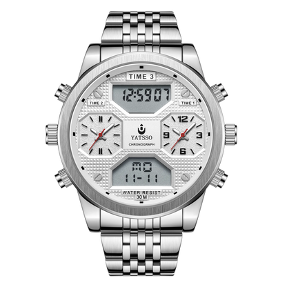 Men's Digital Military Sport Watch 3ATM Waterproof Luminous Steel Strap Quartz Wristwatch Fashion Male Clock Reloj Hombre