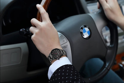 Relógio de homem Hannah Martin, caixa em aço inoxidável, movimento de quartzo, mostrador de 41 mm, estilo profissional, com indicação do calendário (imitação)