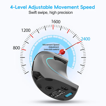 Ratón inalámbrico Bluetooth vertical de doble modo, silencioso y recargable para gaming, compatible con Win, Mac OS, portátil y ordenador