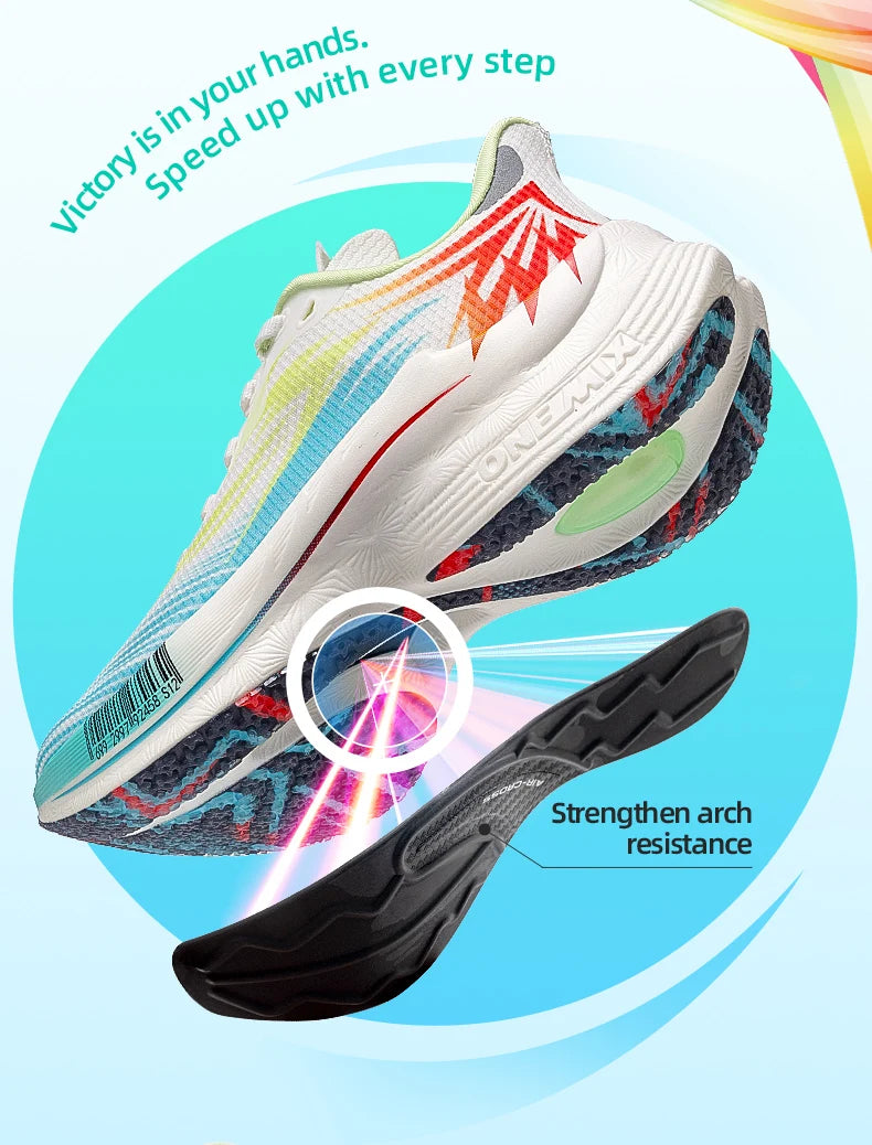 ONEMIX 2025 Scarpe sportive da running uomo donna con piastra in carbonio, traspiranti, ammortizzate, antiscivolo, PB, leggere, a rimbalzo