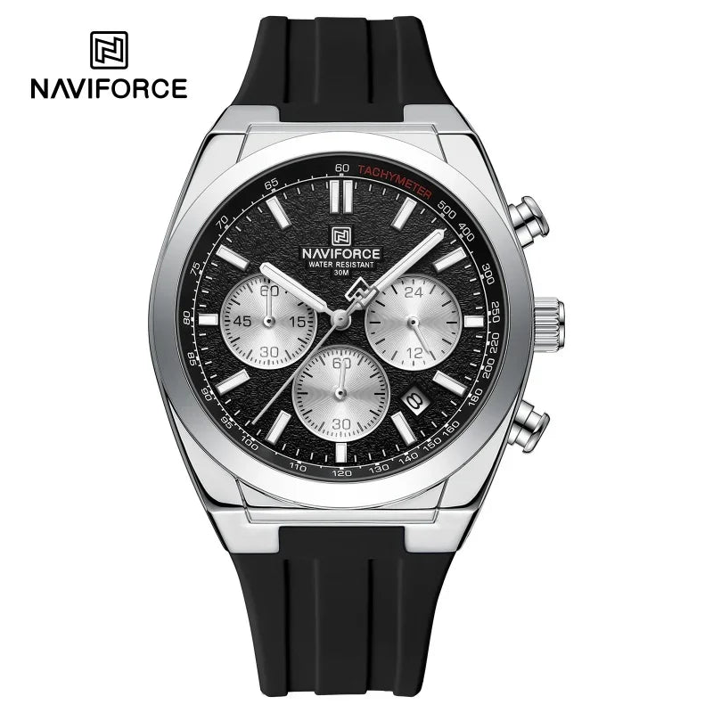 Relógio de pulso para homem NAVIFORCE – Estilo luxuoso e desportivo, movimento de quartzo, indicação de 24 horas, janela de data, cronógrafo, resistente à água – Ideia de presente para homem