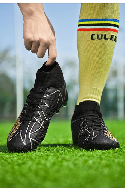 Nouvelles chaussures de football pour hommes, ultralégères, pour intérieur et extérieur, de haute qualité, à haute cheville, antidérapantes, chaussures de sport, futsal antidérapantes