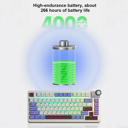 Teclado mecánico gaming esports AULA AU75 de tres modos, 81 teclas, teclas PBT, hot-swappable, RGB, teclado inalámbrico para PC de escritorio y escritura