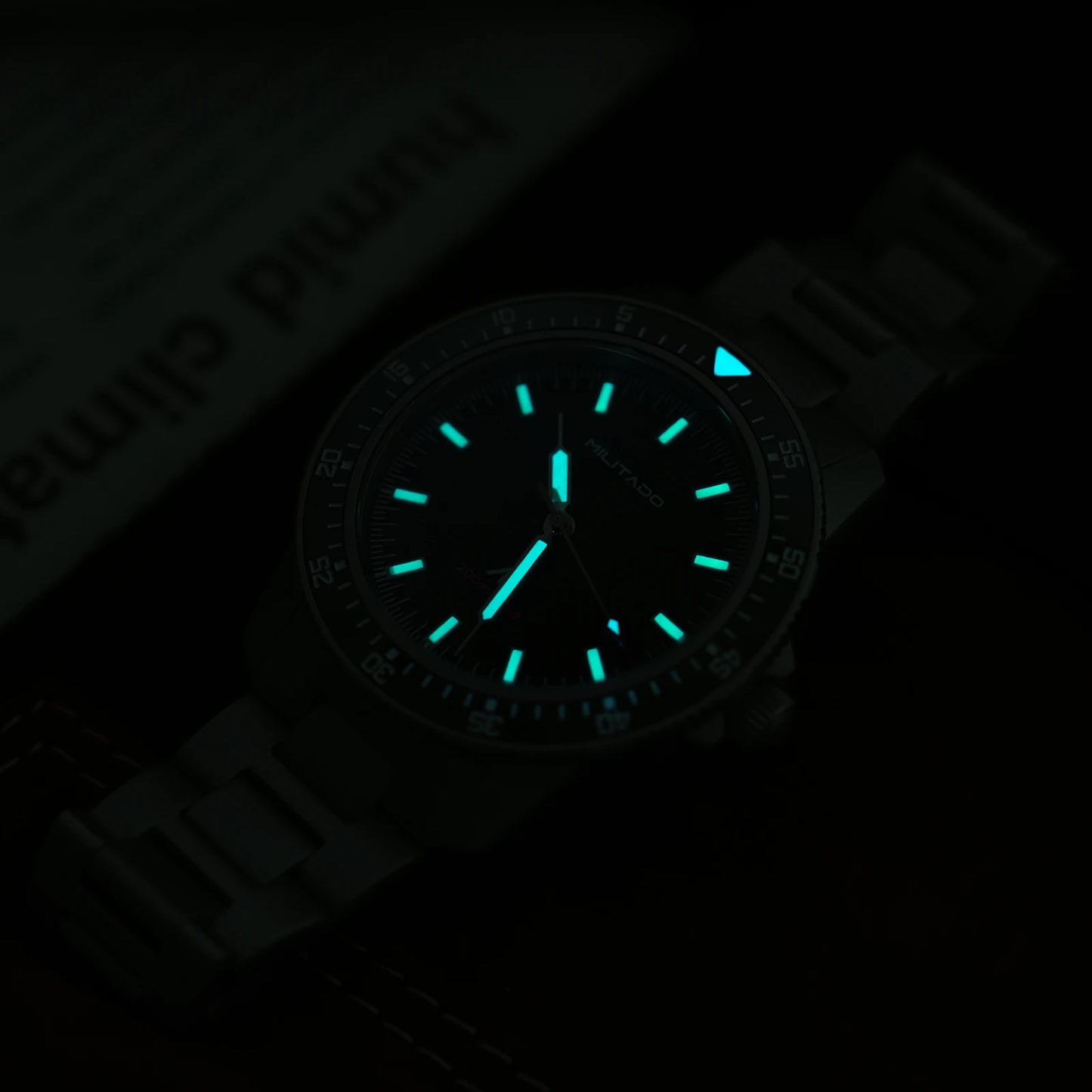 MILITADO  ML25 Quartz Dive Watch VH31 Sweep Second Sapphire Crystal 200M Waterproof BGW9 Lume Ceramic Bezel Men Watch