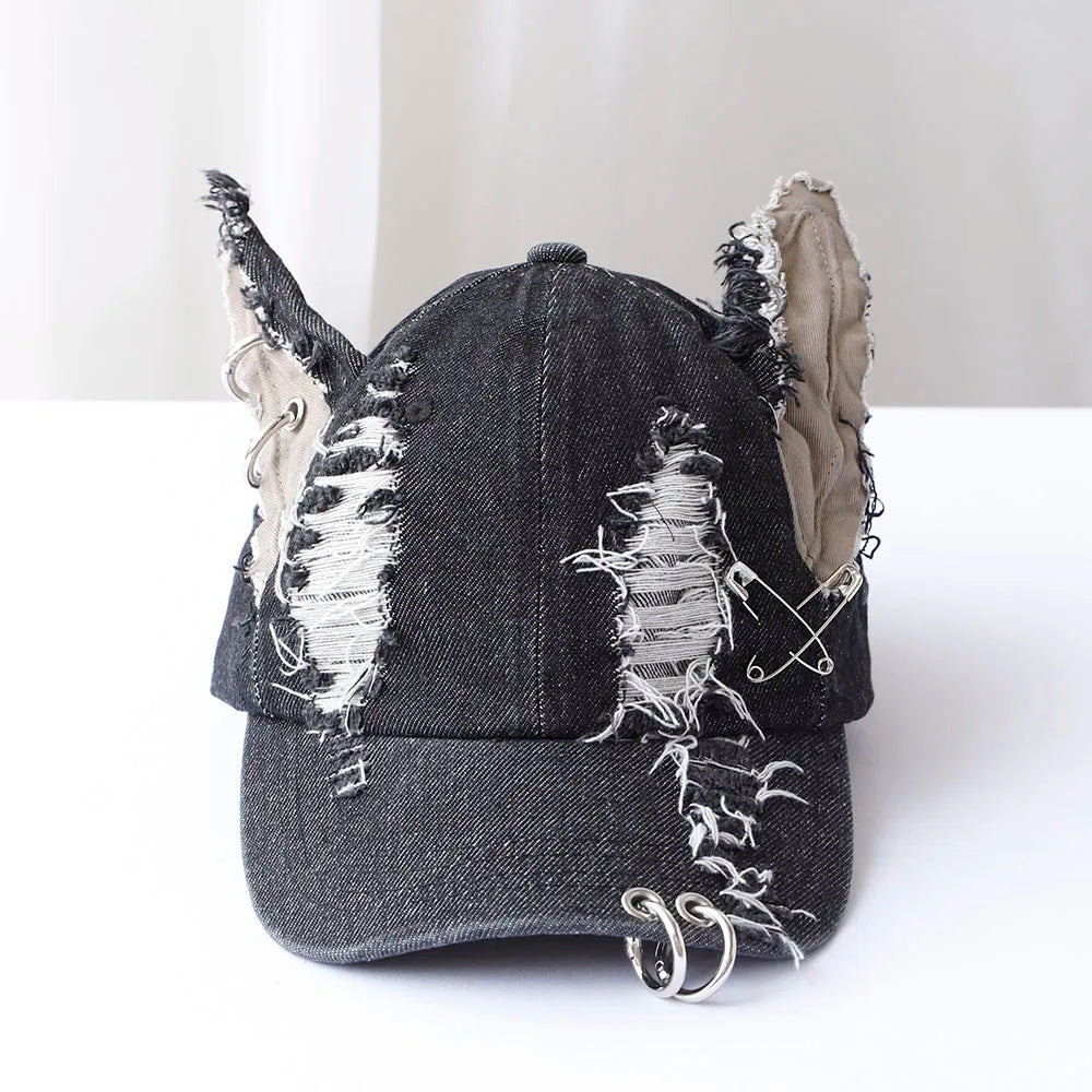 Moda Fete Blugi noi Urechi lungi de iepure Șapcă de baseball în stil cowboy Șapcă cu graffiti Hip Hop pentru femei și bărbați Șapcă de baseball pentru petreceri și echipe