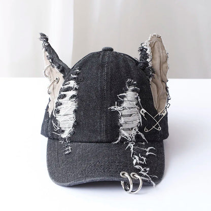 Moda Fete Blugi noi Urechi lungi de iepure Șapcă de baseball în stil cowboy Șapcă cu graffiti Hip Hop pentru femei și bărbați Șapcă de baseball pentru petreceri și echipe