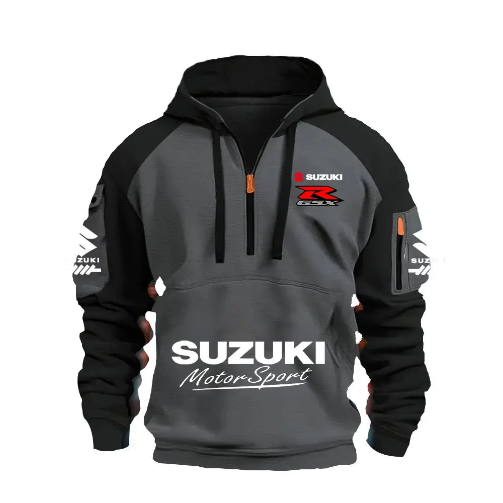 2025 Suzuki Logo Hoodie Motorcycle Racing Cycling Sweatshirt Racing Clothing Sweatshirt Half Zipper Multi-pocket Zipper Hoodie, Produit gaming premium Fraquane, produits de luxe, nouvelle génération, équipement gamer