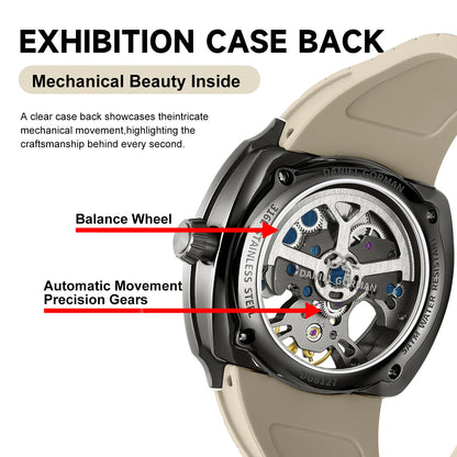 DANIEL GORMAN High Quality Men's Automatic Watch with Stylish Sports Silicone Strap 5 ATM Waterproof Mechanical Watches DG8127