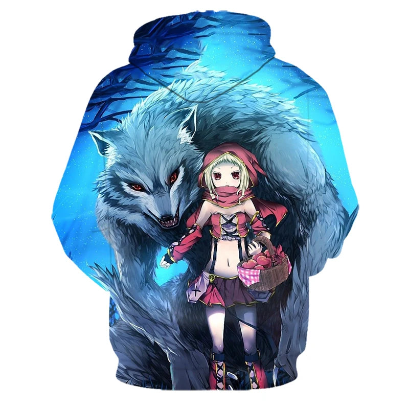 Felpe con cappuccio oversize 3D Animal Wolf da uomo e donna, moda casual, pullover hip hop Harajuku streetwear