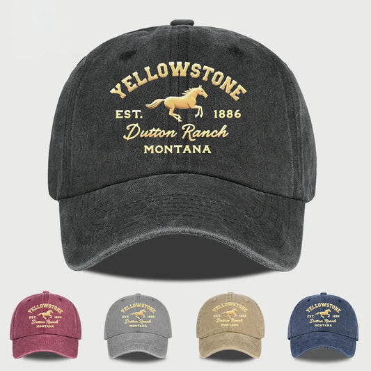 1pc Yellowstone Horse Print Washed Baseball Caps for Women Men Lightweight,Breathable,Adjustable Casual Wear Camping Yellowstone