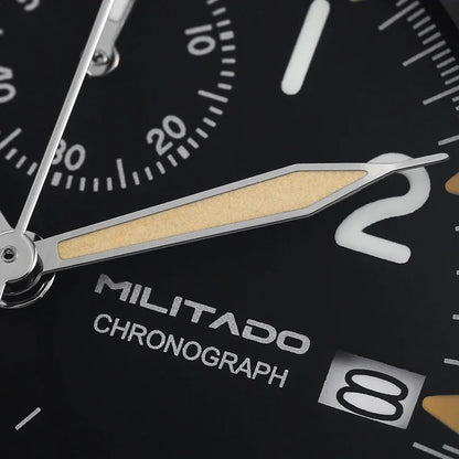Orologio cronografo al quarzo Militado VK61 VK67, 39mm, cassa in acciaio inox 316L, 3 quadranti, impermeabile 100M, orologio militare multifunzione