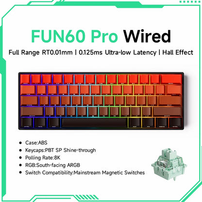 Teclado mecánico Akko MonsGeek FUN60 con interruptores magnéticos 60% para gaming, Rapid Trigger 0.01mm, 8K, ARGB, HE/TMR, teclado personalizado