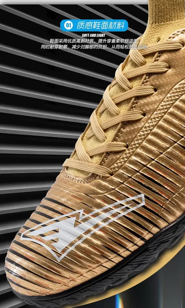 Scarpe da calcio per bambini antiurto sulla punta, chiusura con lacci, tacchetti corti antiscivolo, resistenti all’usura e traspiranti, per partite su erba all’aperto